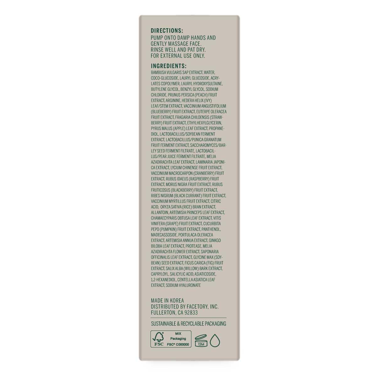FACETORY Urban Calm Gel Cleanser Mini Travel Size 30ml - Korean Skincare Face Wash - Hydrating with Fermented Pear & Capryloyl S