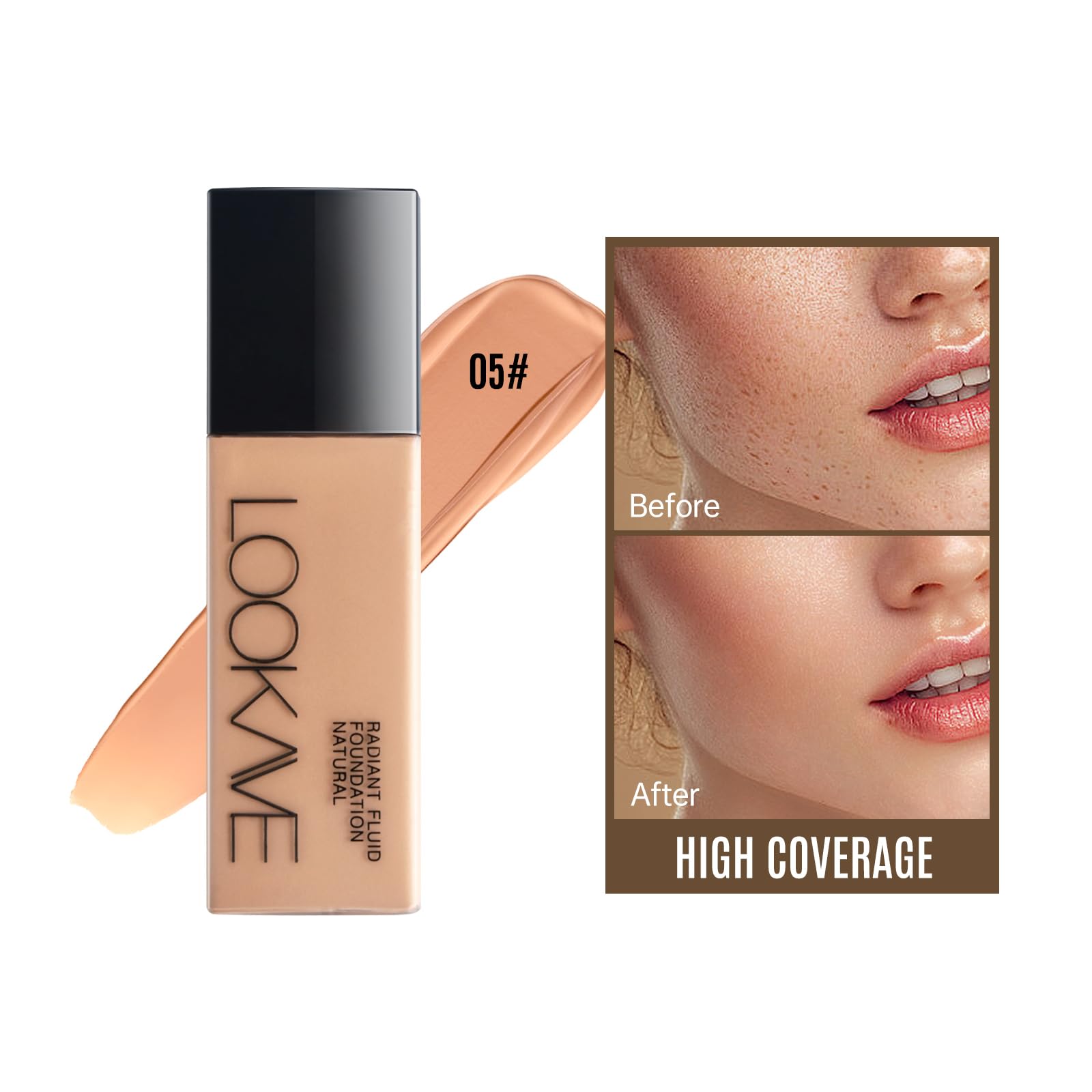 LAMUSELAND Full Coverage Foundation Makeup, Matte Liquid Waterproof Long-lasting Oil-free Foundation Stick Concealer for All Ski