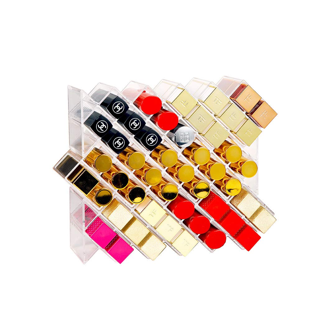 Yiezi Lipstick Holder Organizer 48 Spaces Acrylic Stackable Fish Shape Lipstick Tower, Lip Gloss Storage Stand, Perfect For Lipg
