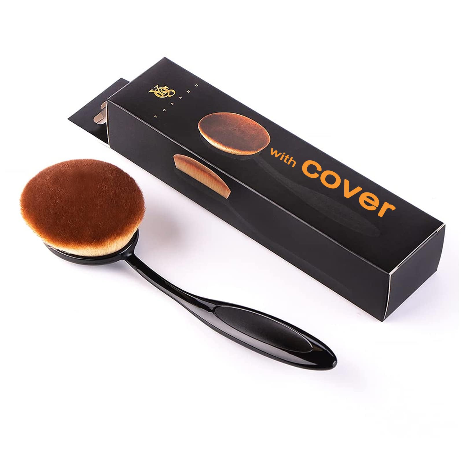 Yoseng Oval Foundation Brush With Cover, Large Toothbrush Makeup Brushes Fast Flawless Application Liquid Cream Powder Foundatio