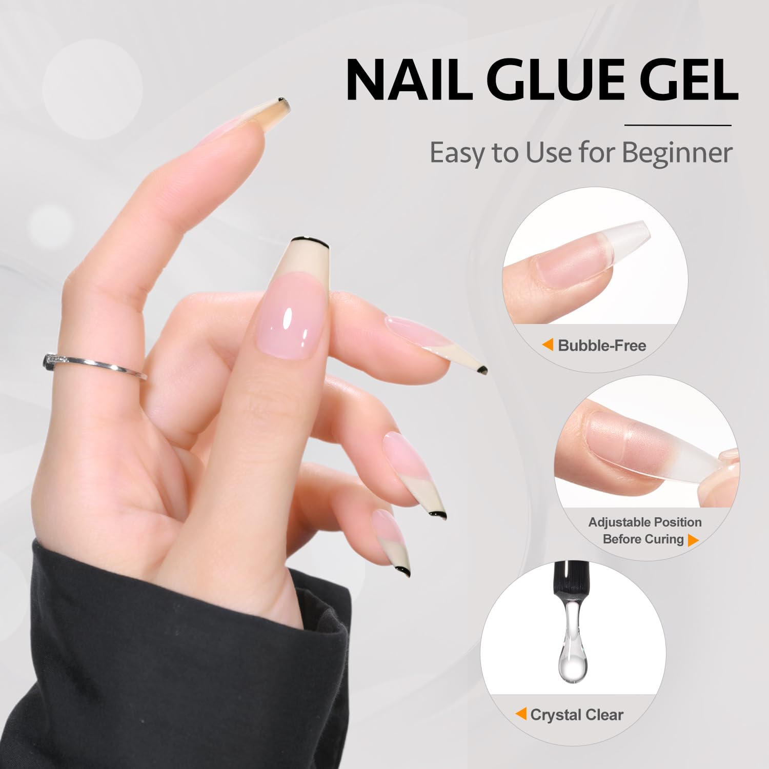 Gaoy Gel Top Coat, Nail Glue Gel And Base Coat Set, 3 Pcs 16Ml Clear Glossy No Wipe Combination For Uv Light Cure Gel Nail Polis