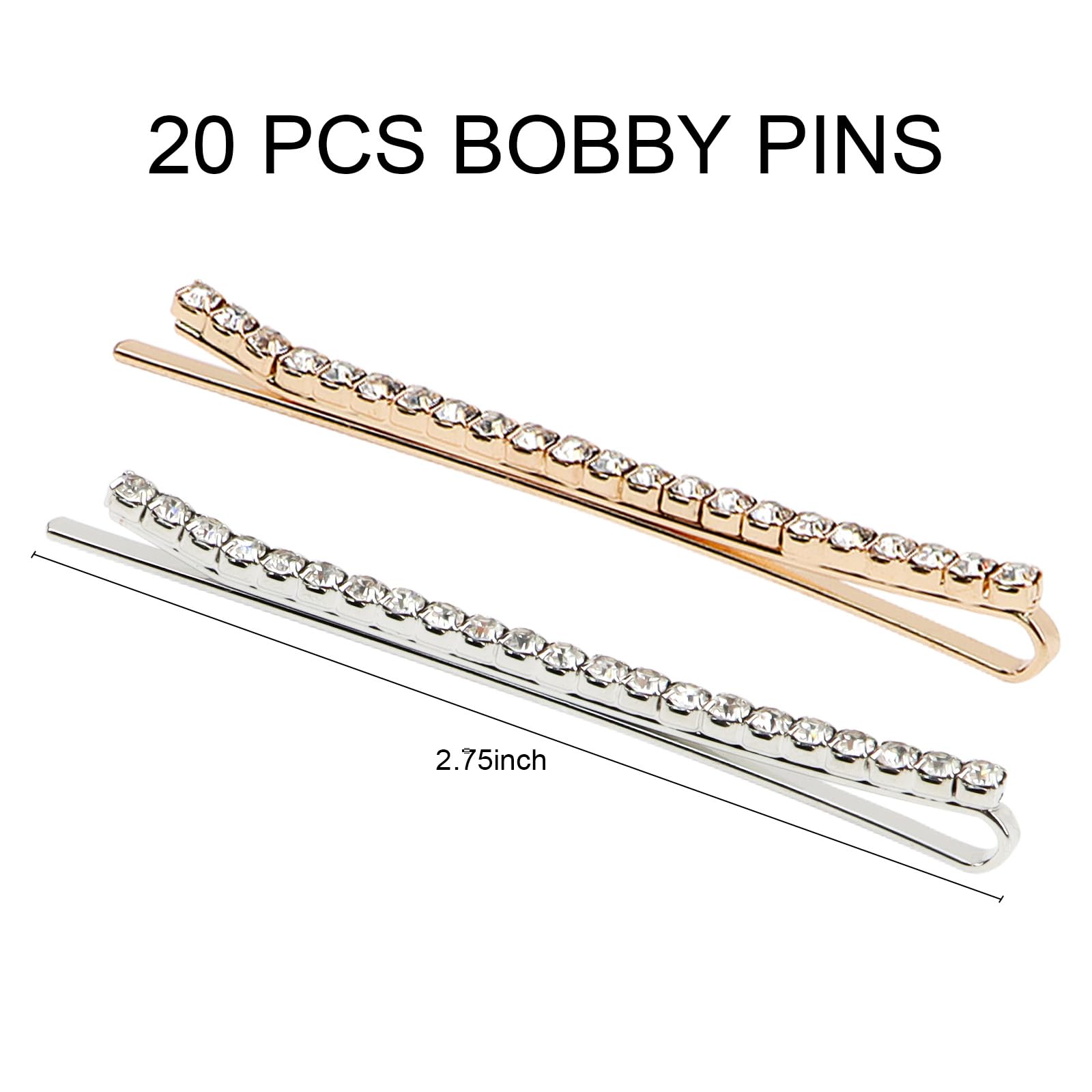 Ondder 20 Pcs Crystal Rhinestone Hair Pins: Gold And Silver Bridal Decorative Accessories For Women'S Buns And Weddings