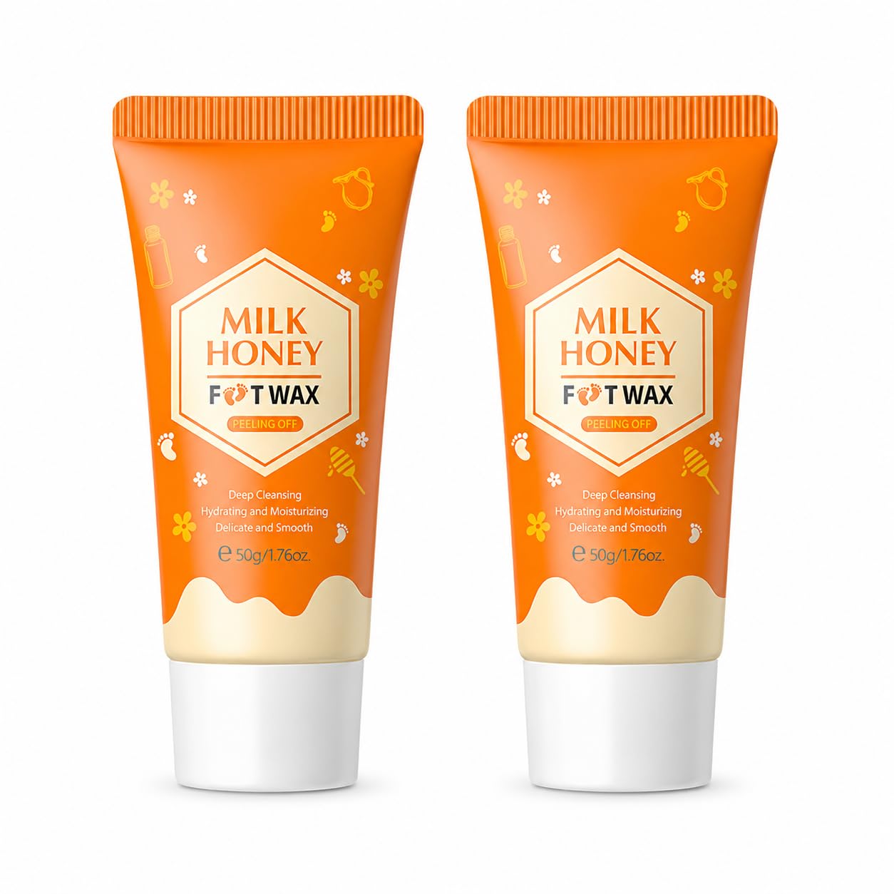 feeling group Milk Honey Foot Wax Mask 2 PCS, PeelOff Foot Mask for Dry Rough Feet, Moisturizing Exfoliating Foot Care for Heel
