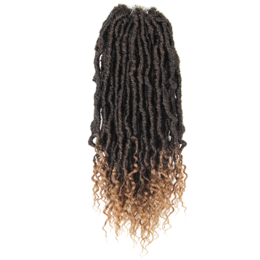 BOHOBABE 14 Inch New Faux Locs With Curly End 6 Packs Soft Locs Crochet Hair Short Natural Crochet Braids (6Packs,T27)