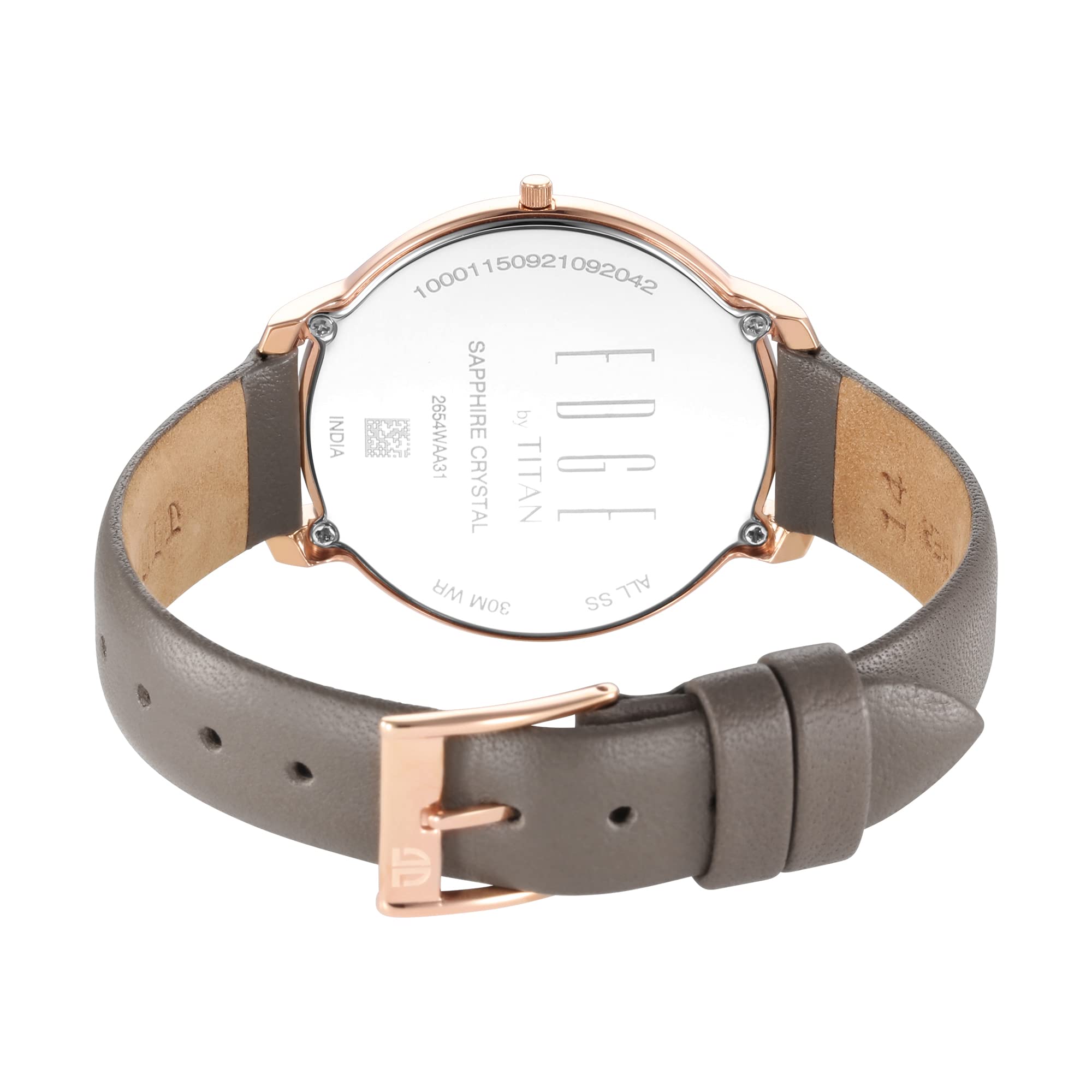 Titan Womens 34.5 Mm Edge Black Dial Leather Analogue Watch