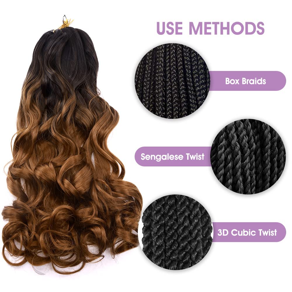 Amir Hair 8 Packs French Curly Braiding Hair 16 Inch Loose Wave Braiding Hair Pre Stretched Synthetic Hair Extensions (B29#)