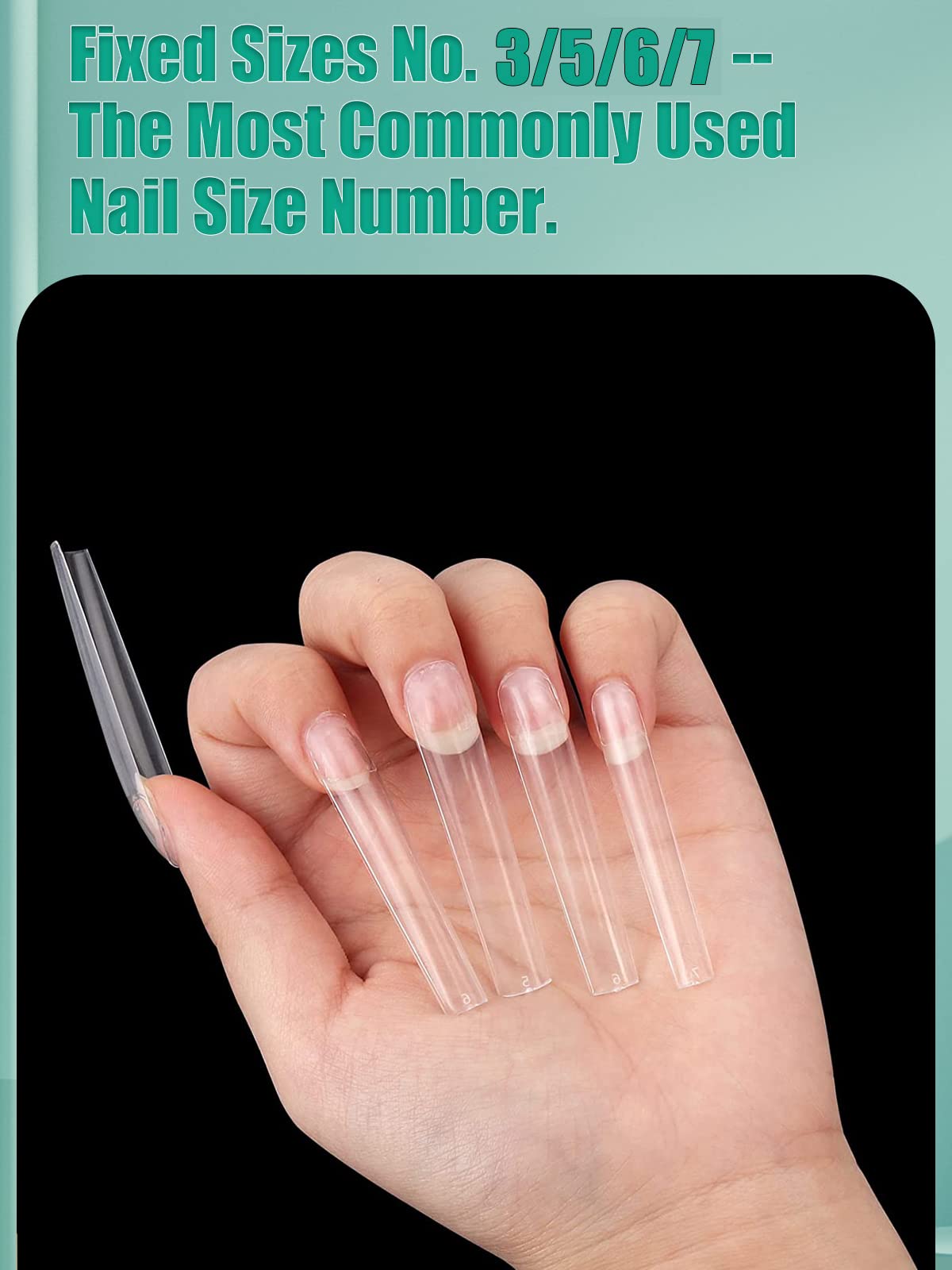 Individual Size 3 5 6 7 Full Cover Square Nail Tips For Acrylic Nails Professional, 200Pcs 3Xl Extra Long Straight Nail Tips, St
