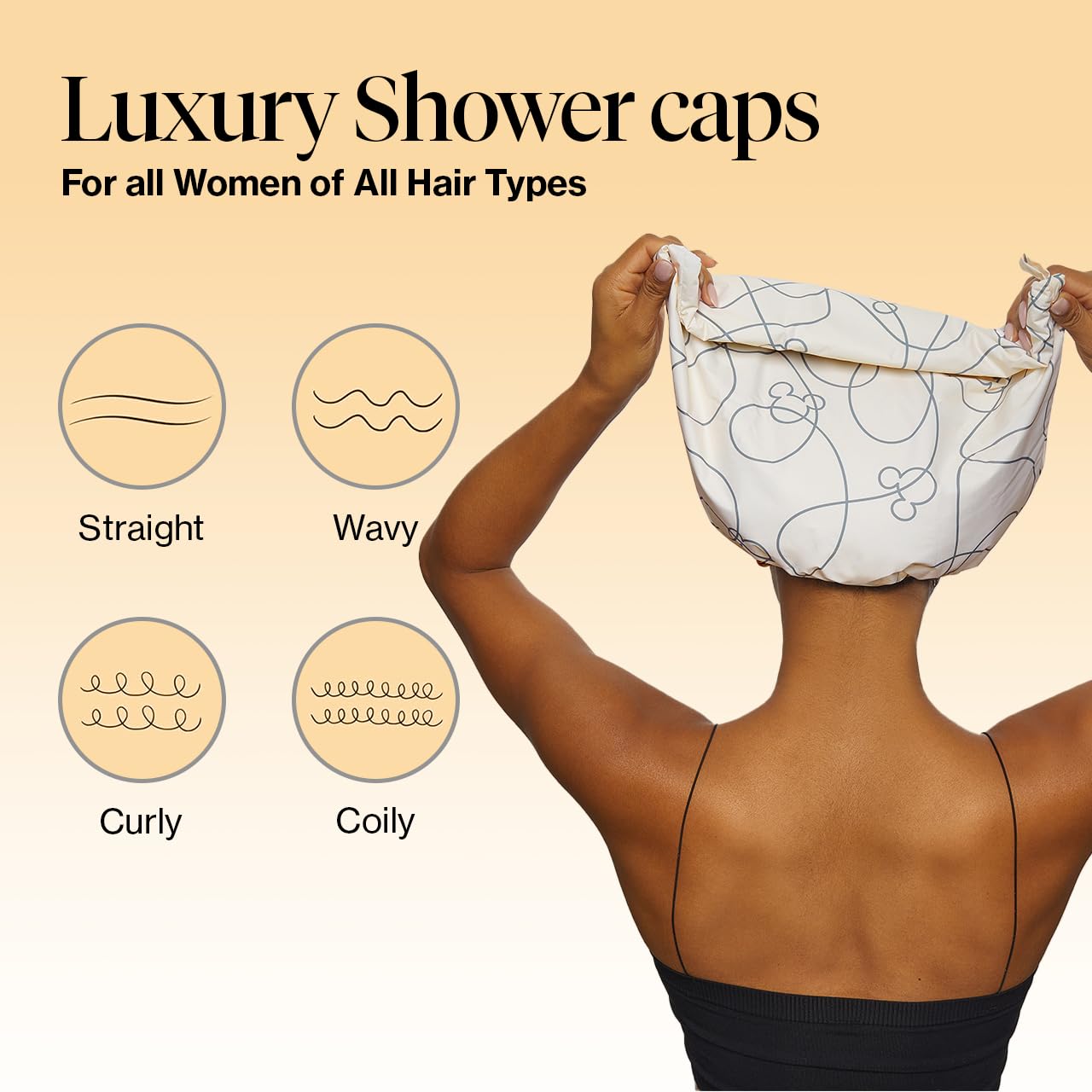 Mickey/Minnie X Kitsch Luxury Shower Cap For Women Waterproof - Flexi Satin Lined Shower Cap, Reusable Shower Cap, Adjustable Ha