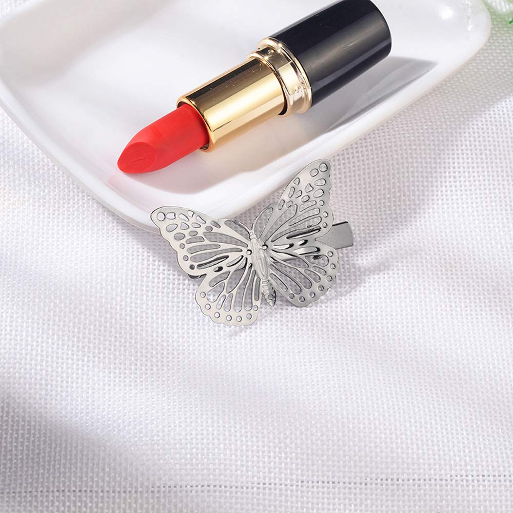 Obtanim Butterfly Hair Clips, 12 Pcs Cute Metal Butterfly Hair Claw Pins Barrettes Accessories For Girls And Women (Silver)