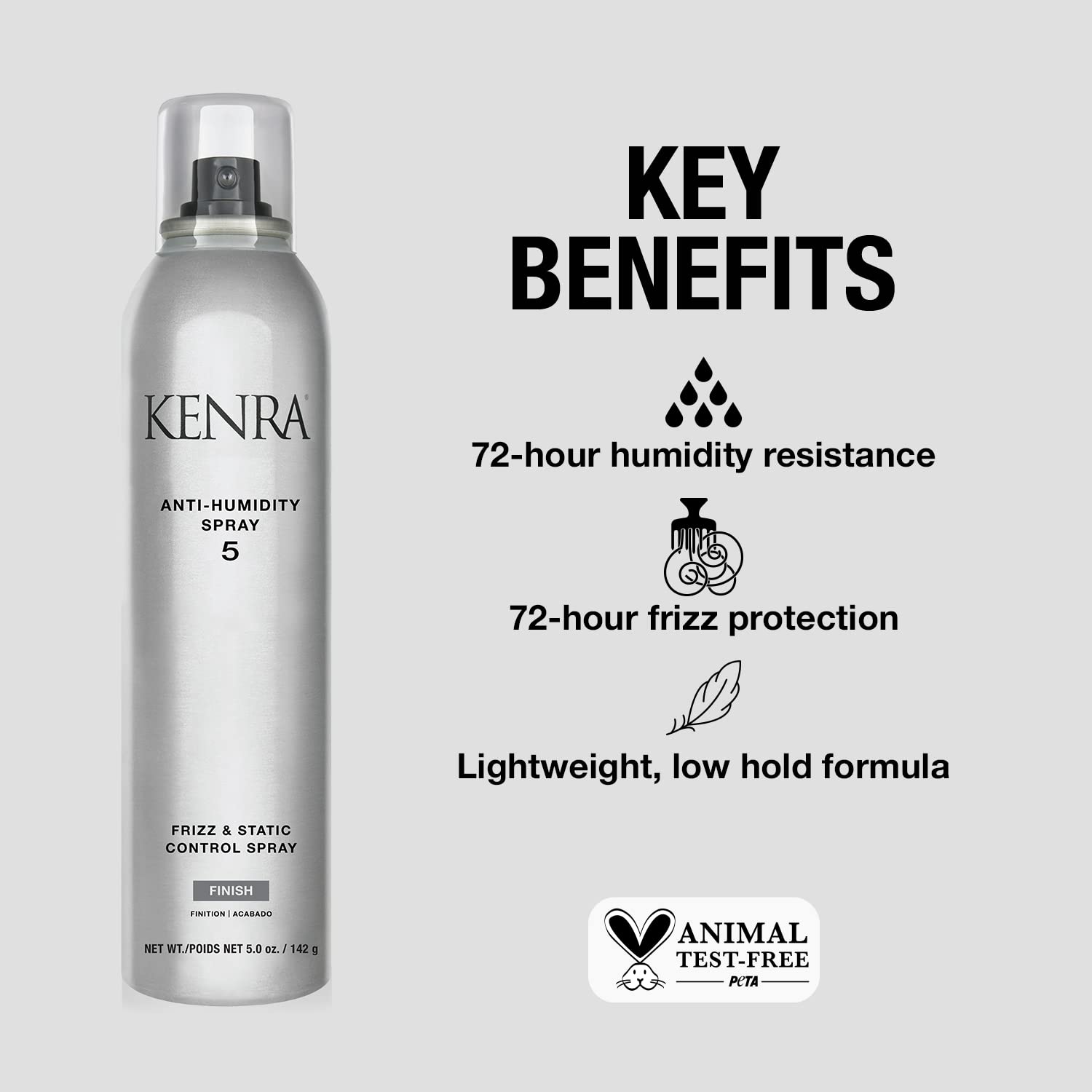 Kenra Anti-Humidity Spray 5 | Frizz & Static Control Spray |72-Hour Humidity Resistance & Protection | Lightweight, Low Hold For