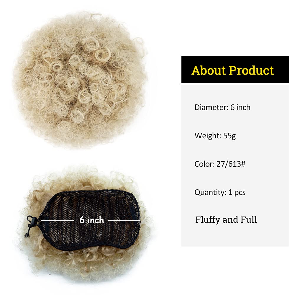 KGBFASS Afro Puff Drawstring Ponytail Drawstring High Puff Ponytail Short Kinky Curly Bun Hairpiece Fluffy Updo Hair Extensions