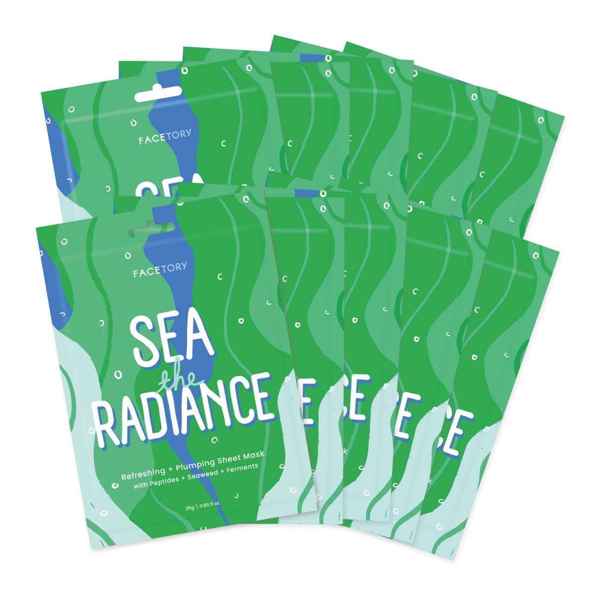 FACETORY K Beauty Face Mask Skin Care - SEA THE RADIANCE PLUMPING Sheet Mask with Peptides & Seaweed Extract | Hydrates, Firms, 