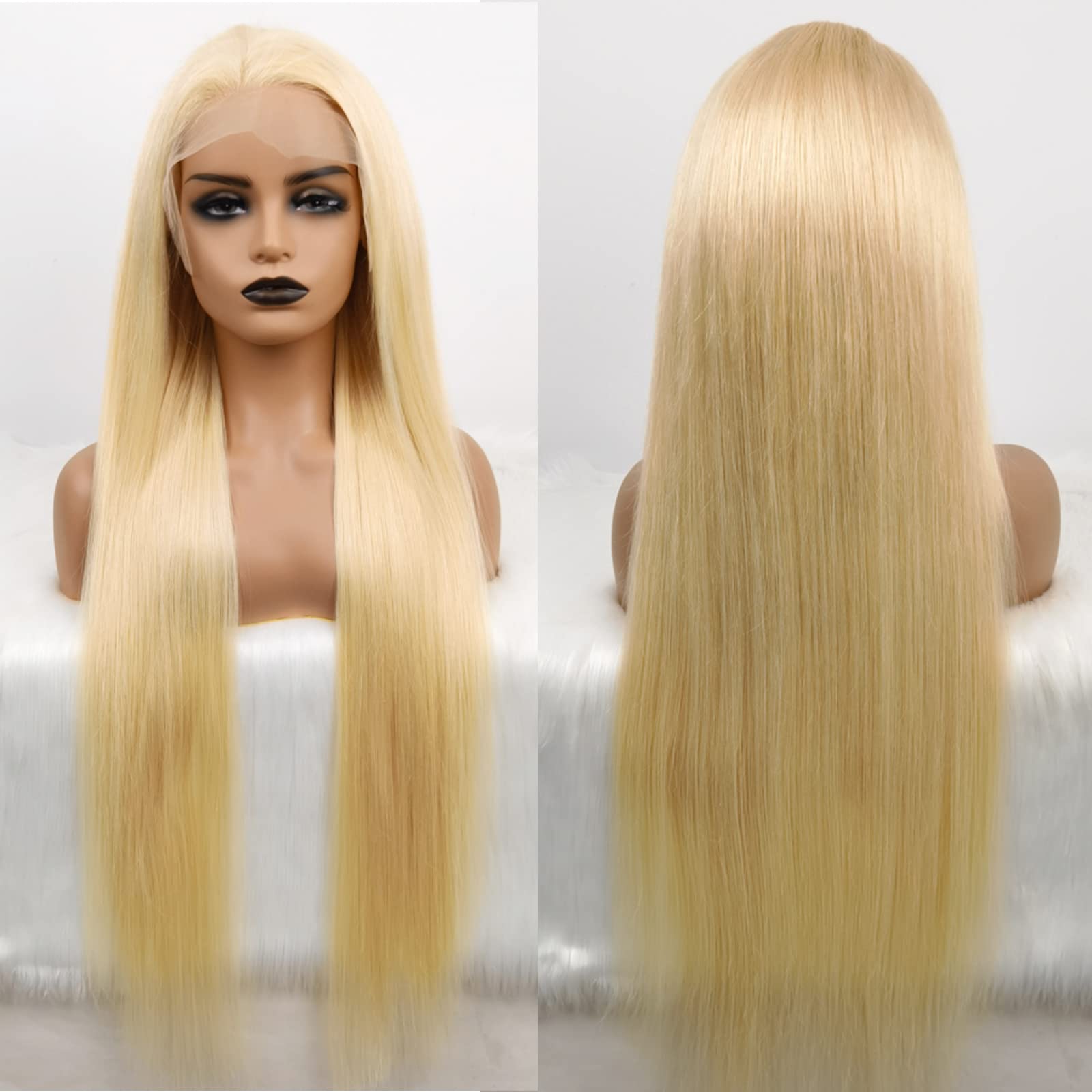 Mydiva 613 Blonde 13x4 Lace Front Wig Human Hair Pre Plucked Brazilian Straight 613 Blonde Human Hair Wigs for Women 150% Densit