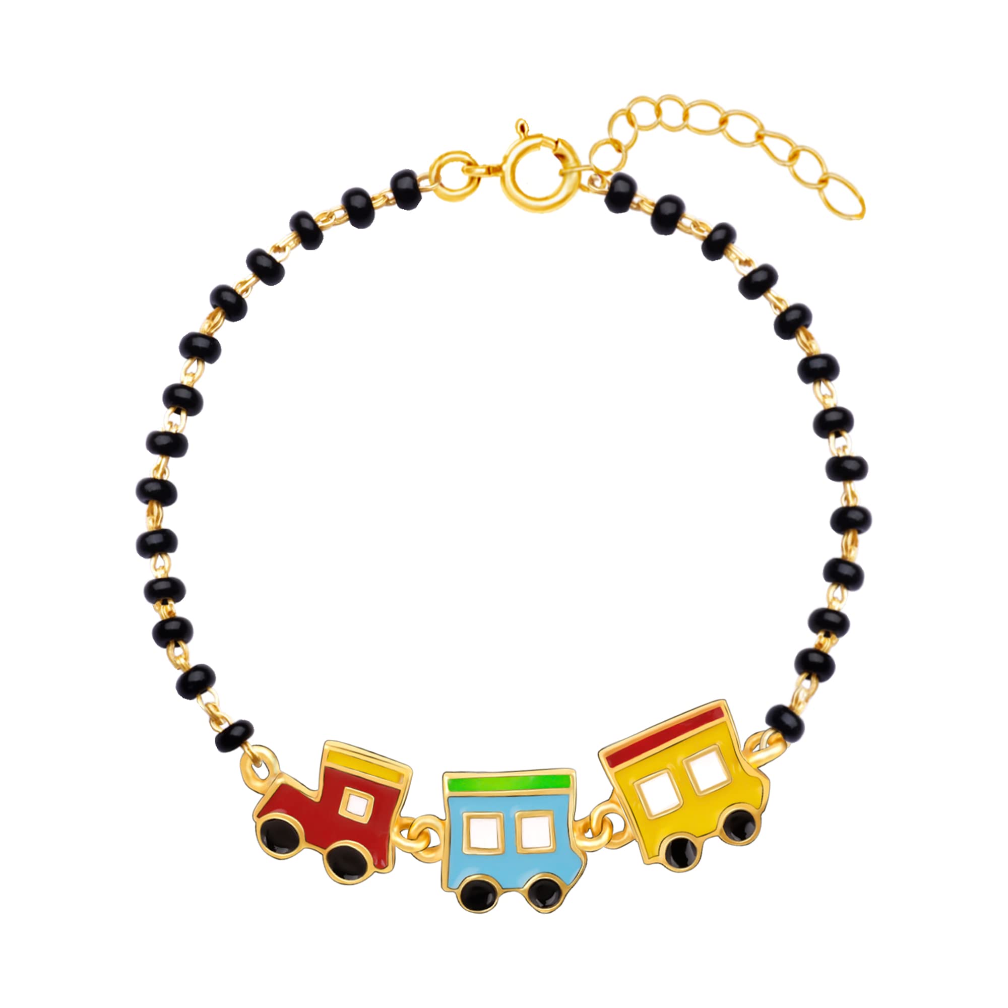 Giva 925 Silver Golden Choo Choo Train Infant Bracelet, Adjustable | Birthday Gifts For Kids | With Certificate Of Authenticity 
