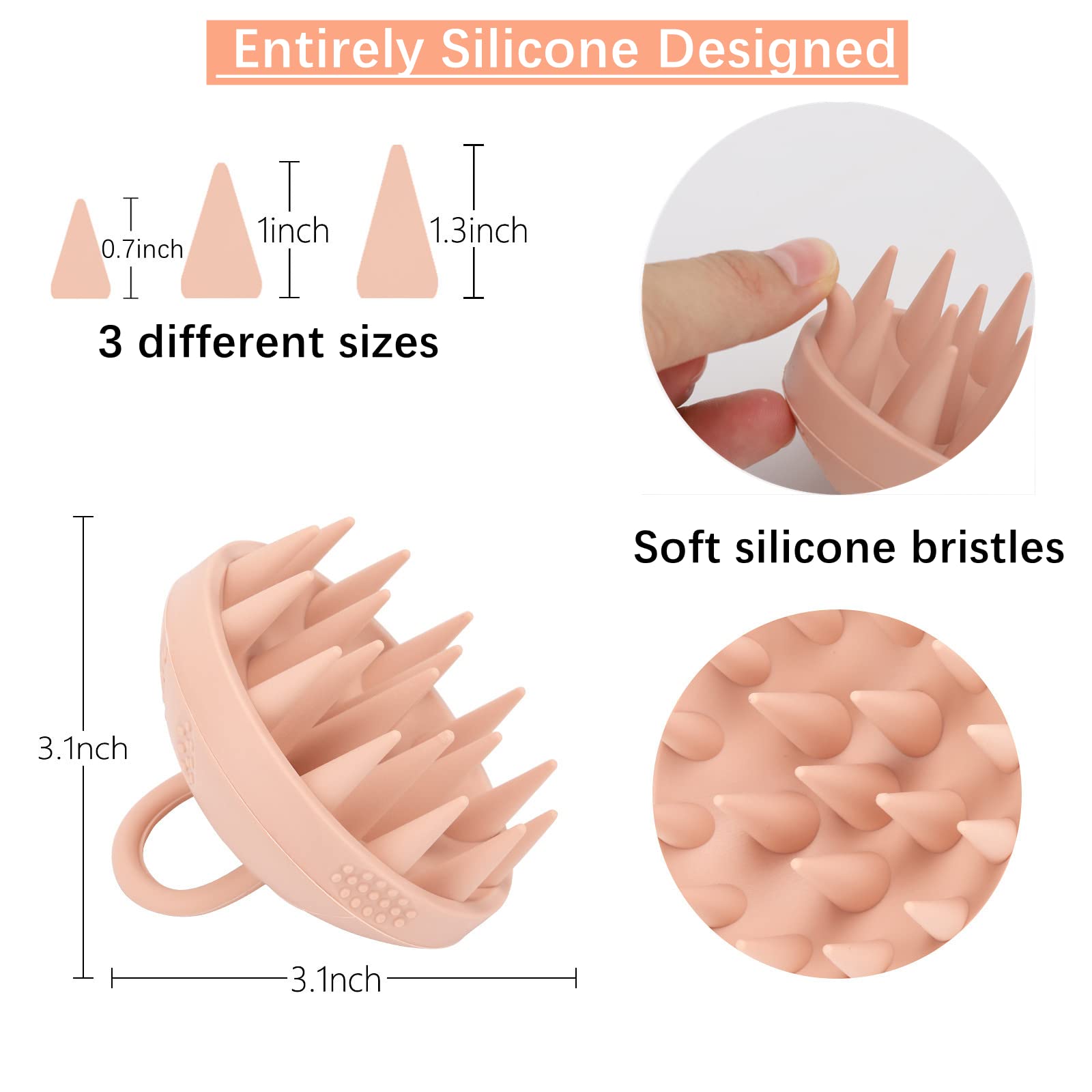 Btyms Solid Sillicone Scalp Massager Hair Scrubber Shampoo Brush Exfoliating Hair Wash Brush Cleansing Dandruff Brush For Shower