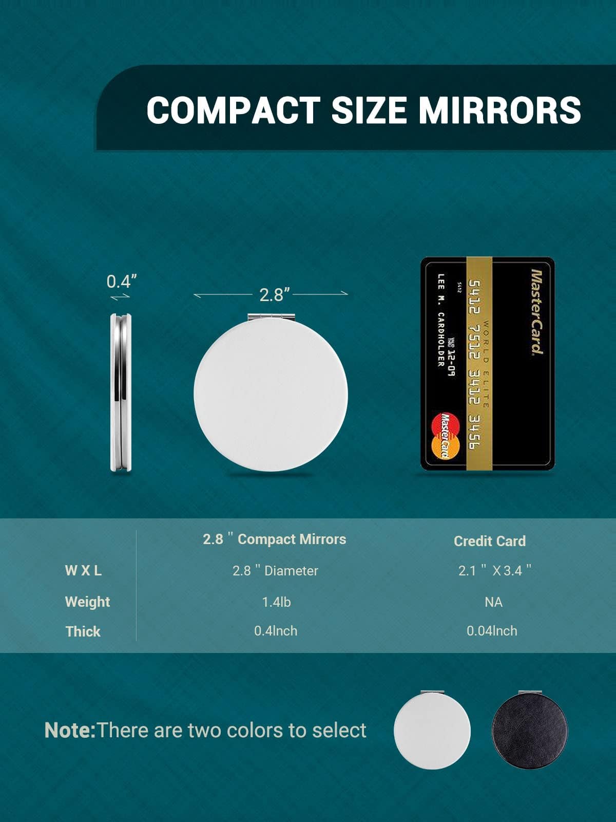 Getinbulk Compact Mirror,Double-Sided Makeup Small Mirror For Purse With 1X/3X Magnification Pu Leather (White, 2.8'')