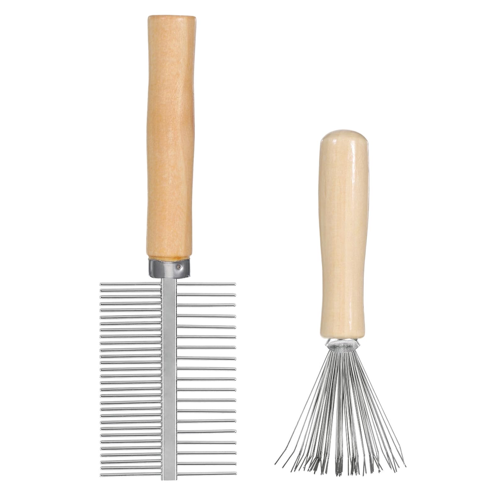 2 Pack Hair Brush Cleaning Tool, DualSided HairBrush Cleaner Mini Comb Brush with Wooden Handle for Removes Hair & Buildup from