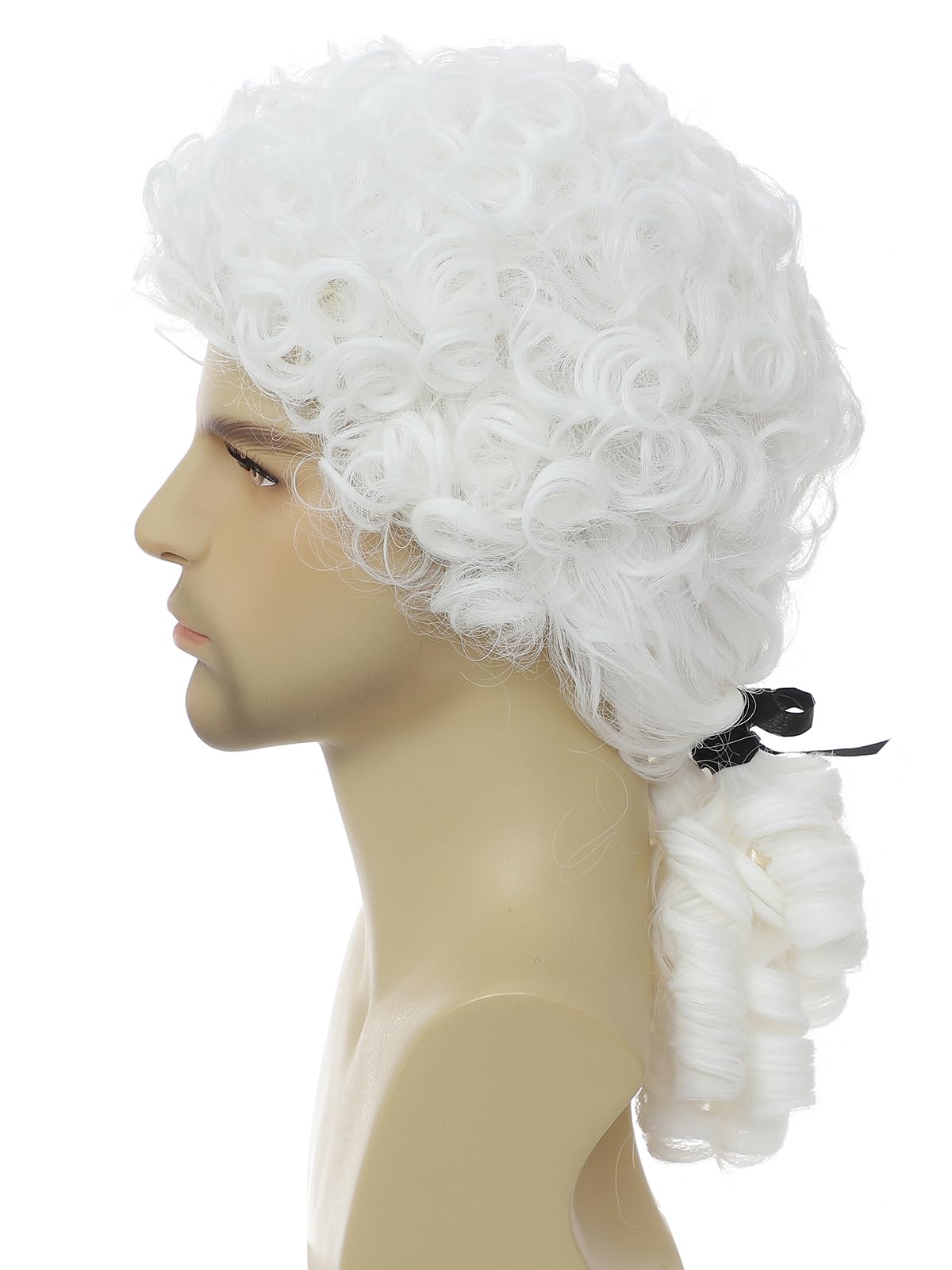 Traqur Judge Colonial Wig for Men Funny Wigs Washington Halloween Costume Cosplay Crazy Mens Wig (White)