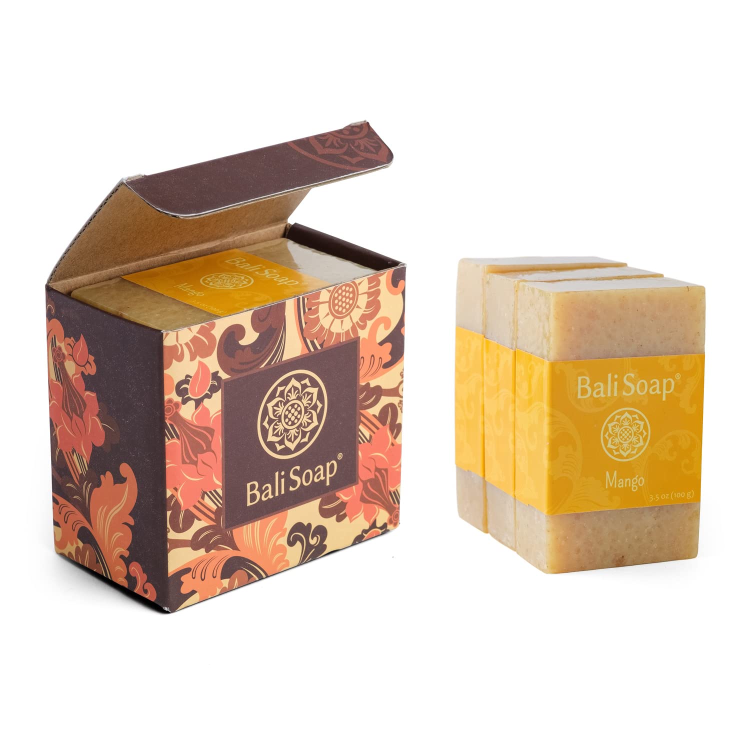 Bali Soap - Mango Natural Soap - Bar Soap For Men & Women - Bath, Body And Face Soap - Vegan, Handmade, Exfoliating Soap - 3 Pac