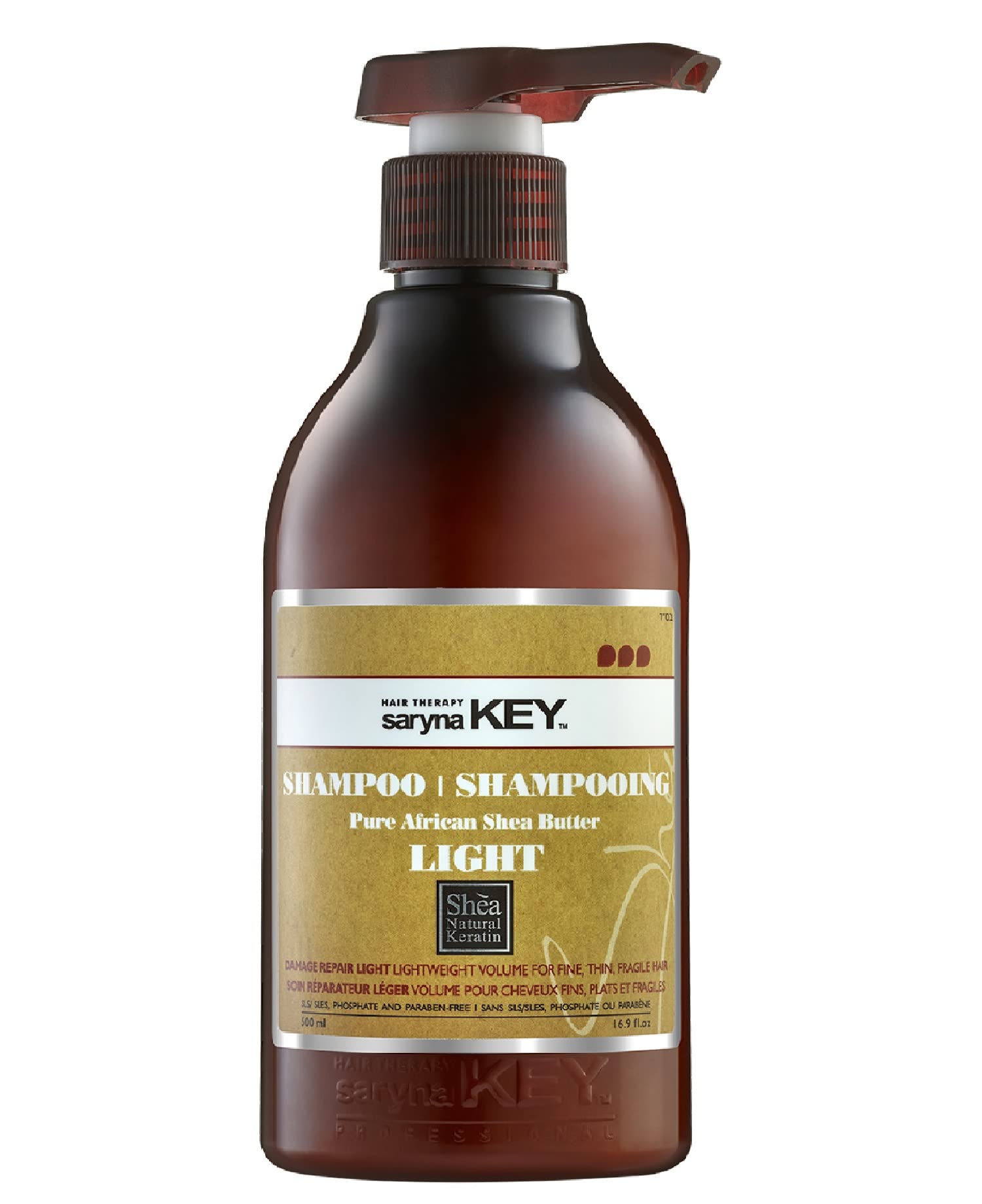 Saryna Key Damage Repair Light Shampoo (500ml/16.9oz) for Thin and Dry Hair with Pure African Shea Butter Hair Shampoo for Dry f