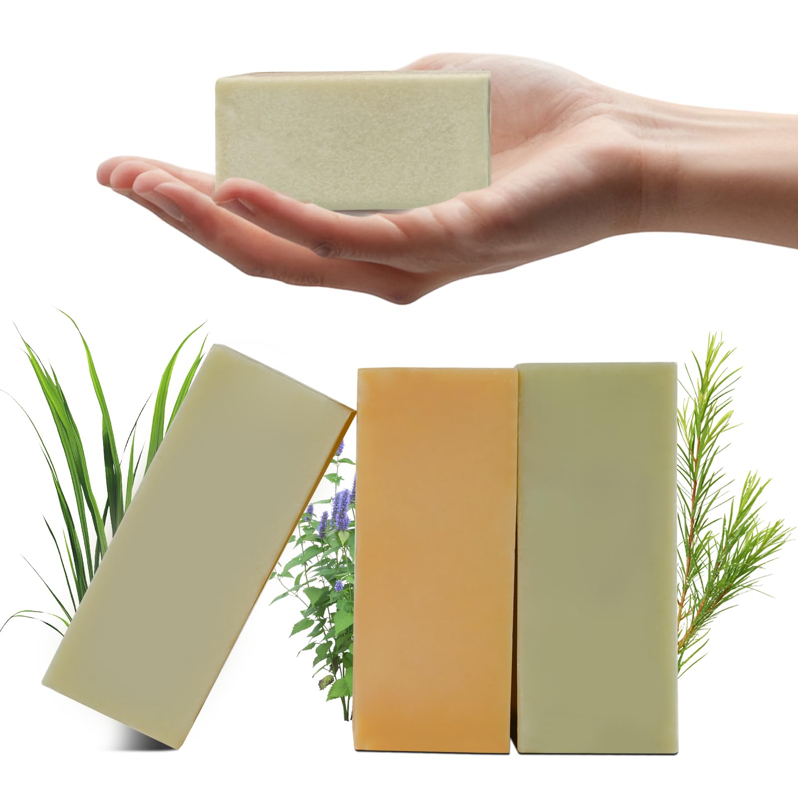 Natural Soaps Made With Premium Essential Oils, Body Soap Bars Variety Soap Pack, Tea Tree Scented Cleaning Soap 3 Bars, Pure Pl