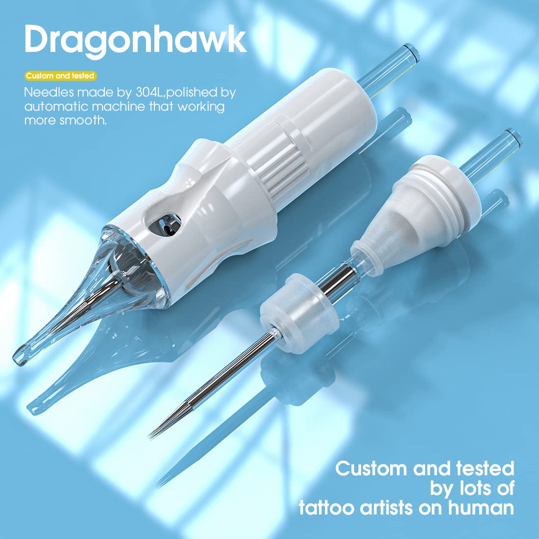 Dragonhawk Tattoo Cartridges Needles For Studio Artists, Disposable Standard Tattoo Needles Kit By Dragonhawklabs, 50Pcs Mixed S