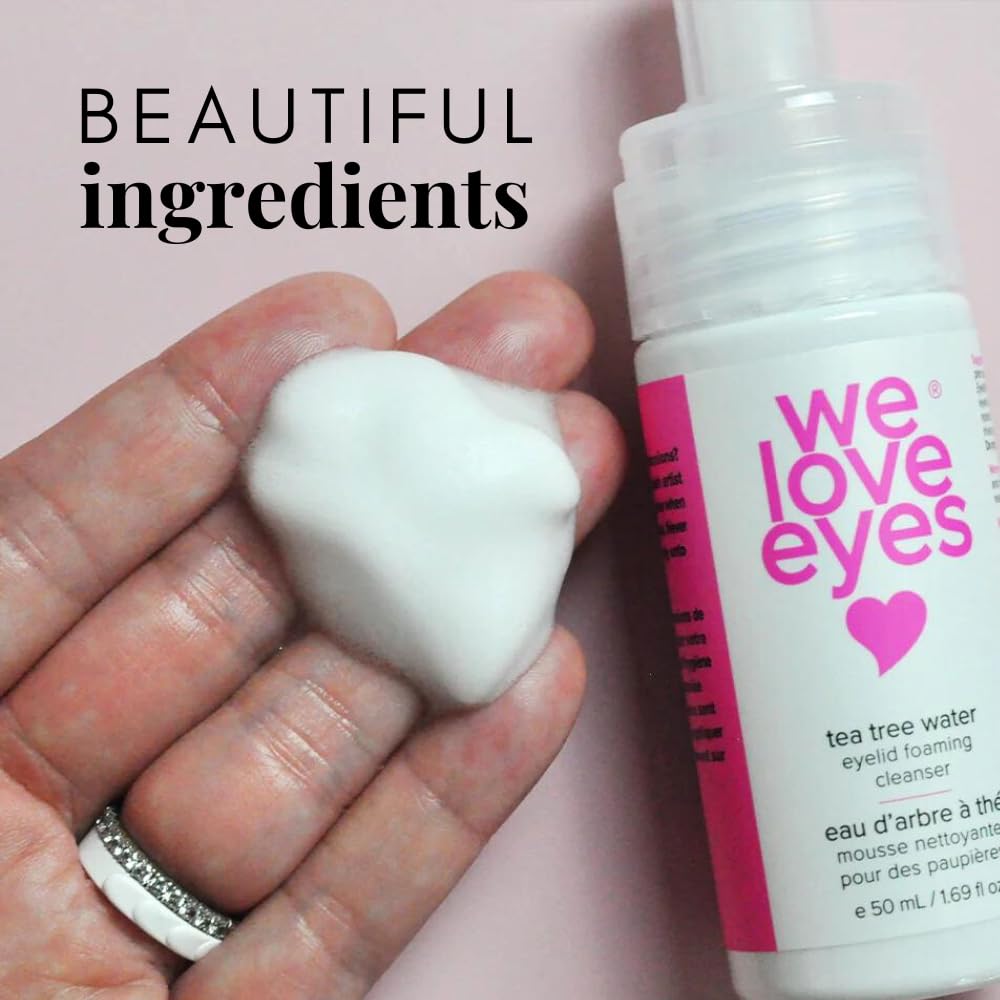 We Love Eyes - 100% Oil Free Tea Tree Water Eyelid Foaming Cleanser - For Eyelash Extension Home Care, Extend Lash Retention, No