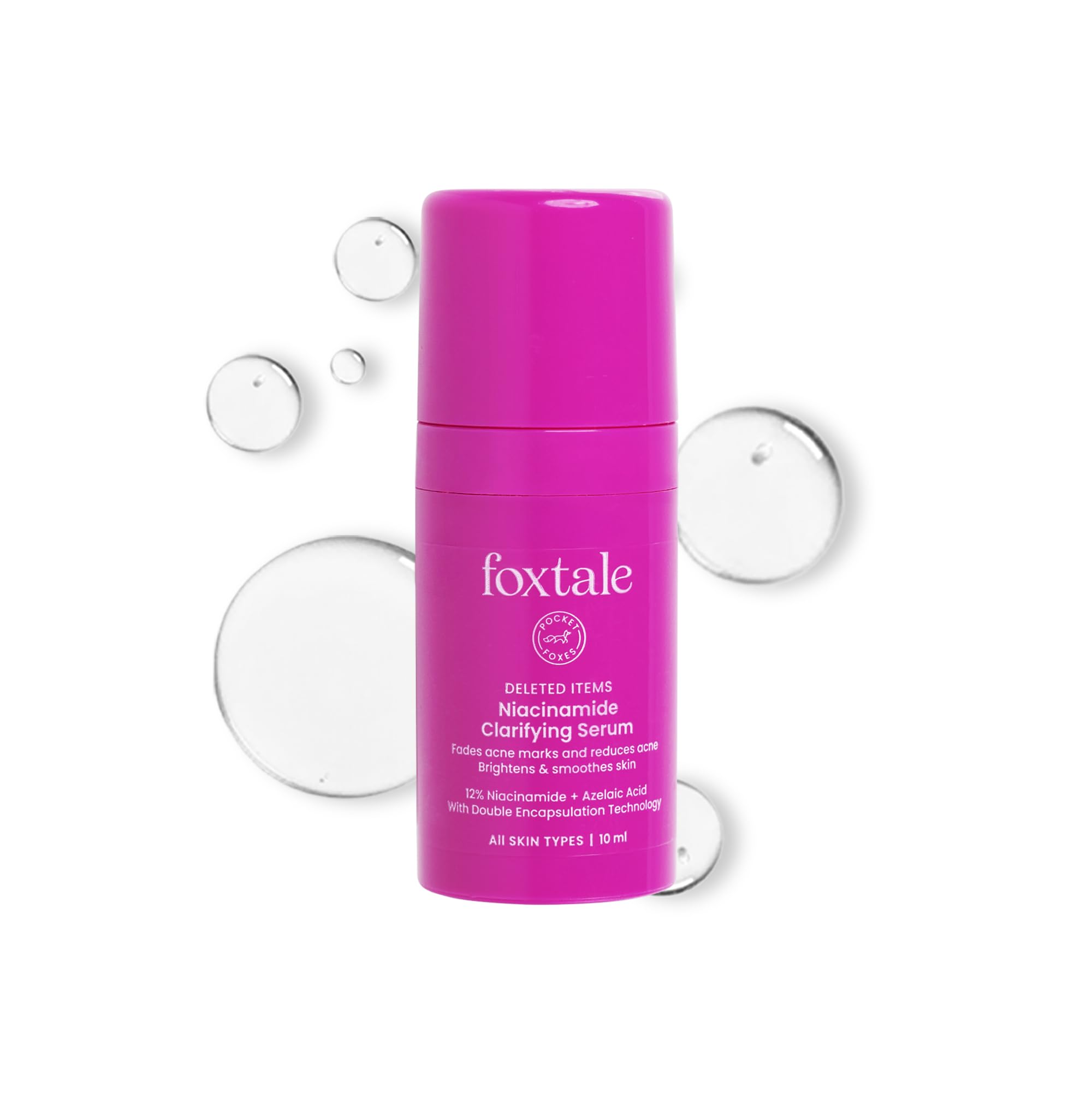 Foxtale 12% Niacinamide Face Serum With Azelaic Acid For Oil Control & Brightening | Reduces Acne, Blemishes & Acne Marks | Brig