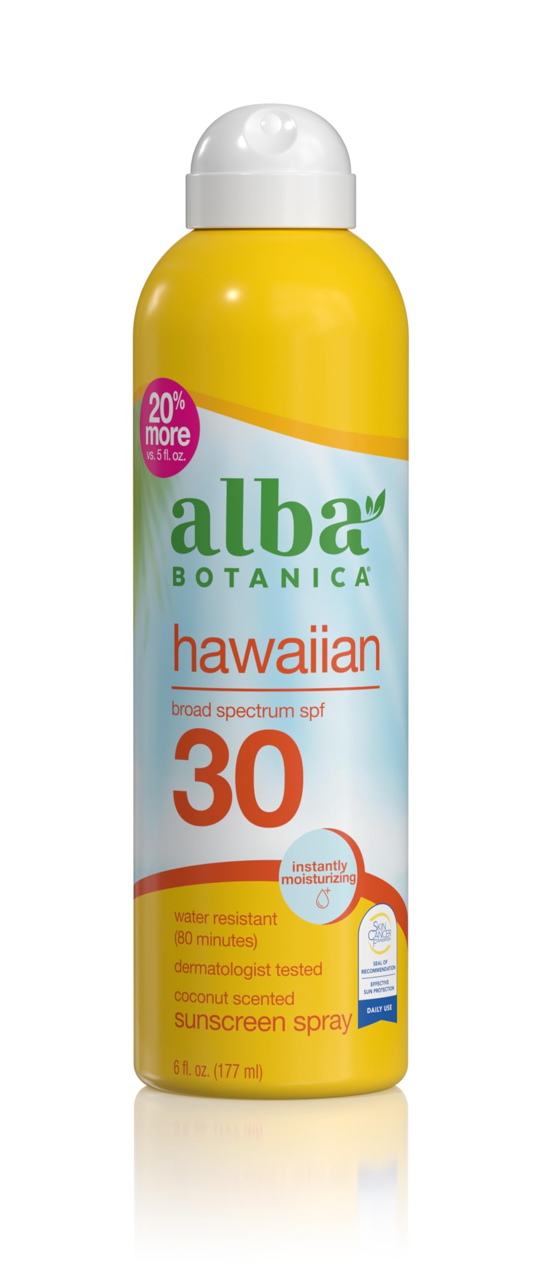Alba Botanica Hawaiian Coconut, SPF 30 Sunscreen Spray, 6 Fl Oz