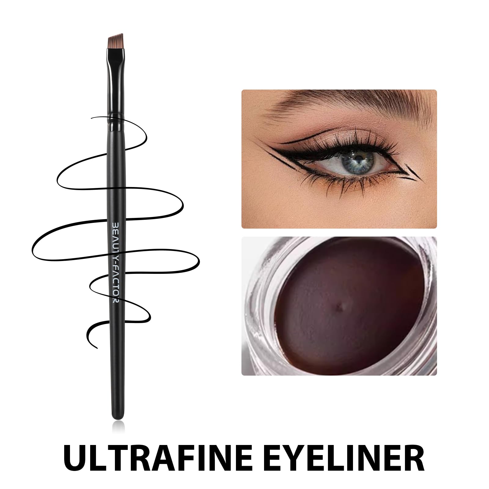 Fine Angled Eyeliner Brush Set - Ultra thin Eye Liner & Eyebrow Brush - Precision Point Eye Brow Makeup Brushes Sets for Smooth