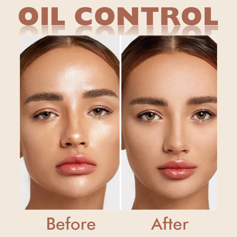 Feicuiyun Oil Control Matte Perfection Face Pressed Powder,Matte Smooth Flawless Setting Powder Makeup,Polvo Compacto De Maquill