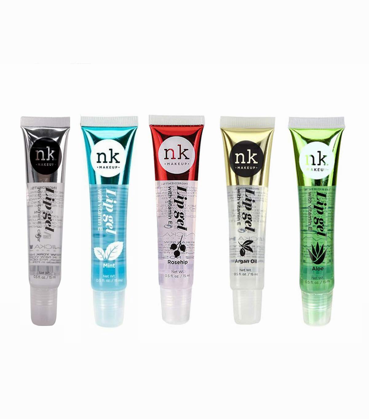 NICKA K NEW YORK 5 Flavors NK Hydrating Lip Gel Rosehip Argan Oil Mint Aloe Clear Moisturizing Clear Gloss