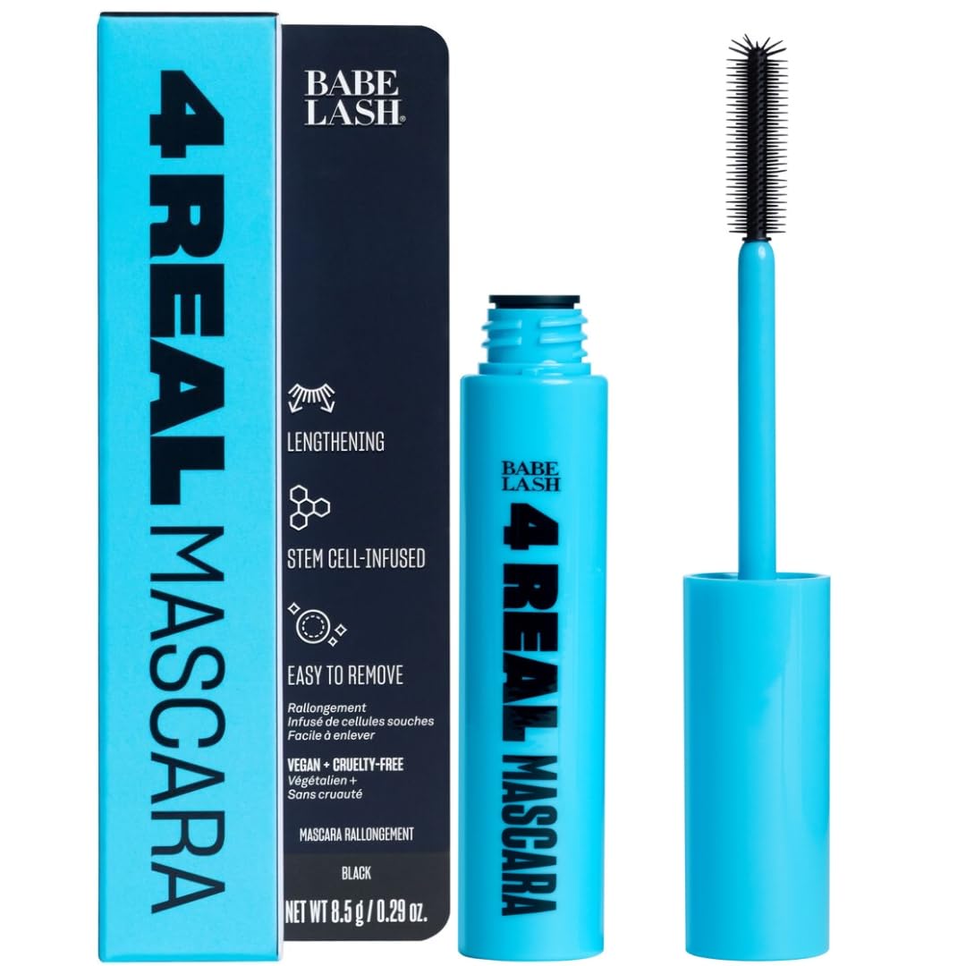 Babe Original 4 Real Mascara Black for Volume, Length, and Lift in Eyelashes, Defined & Flutterly Look, Vegan & CrueltyFree, 8.