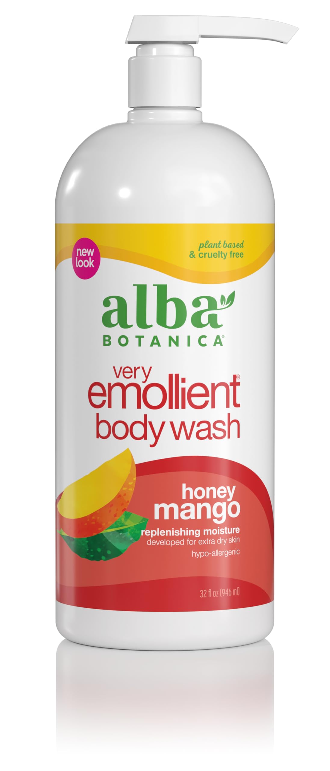Alba Botanica Very Emollient Bath & Shower Gel, Honey Mango, 32 Fl Oz (Packaging May Vary)