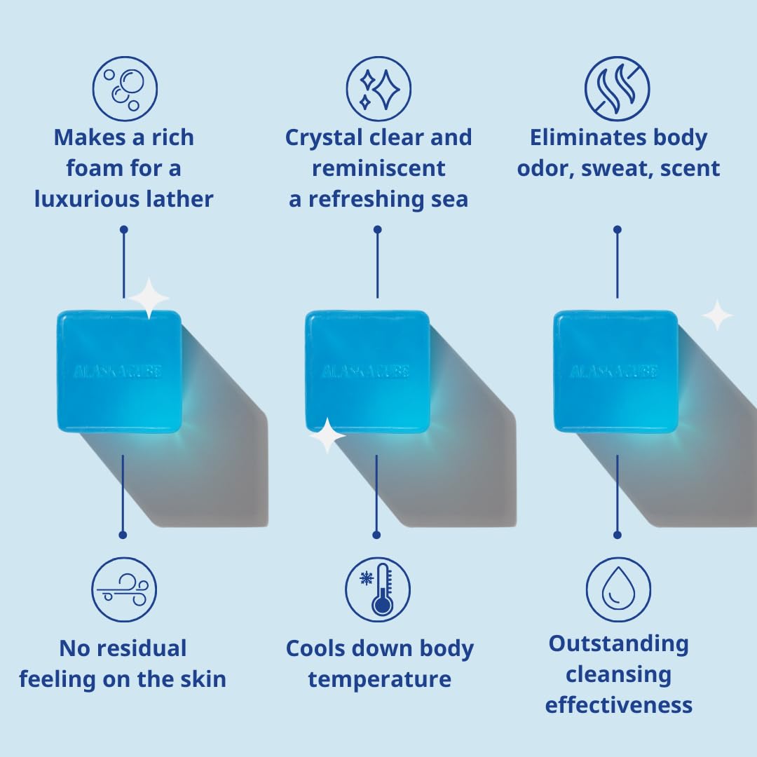 Alaskacube Cool Menthol Shower Bath Body Soap Bar Cleanser Cooling Effect Rich Foam Body Wash Shampoo Deodorant For Face And Bod