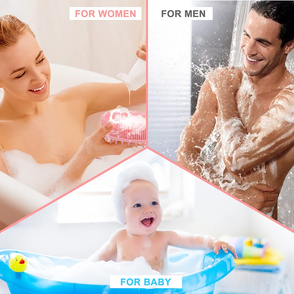 Upgrade 2 In 1 Bath And Shampoo Body Brush, Silicone Exfoliating Body Scrubber For Use In Shower, Premium Silicone Loofah, Head