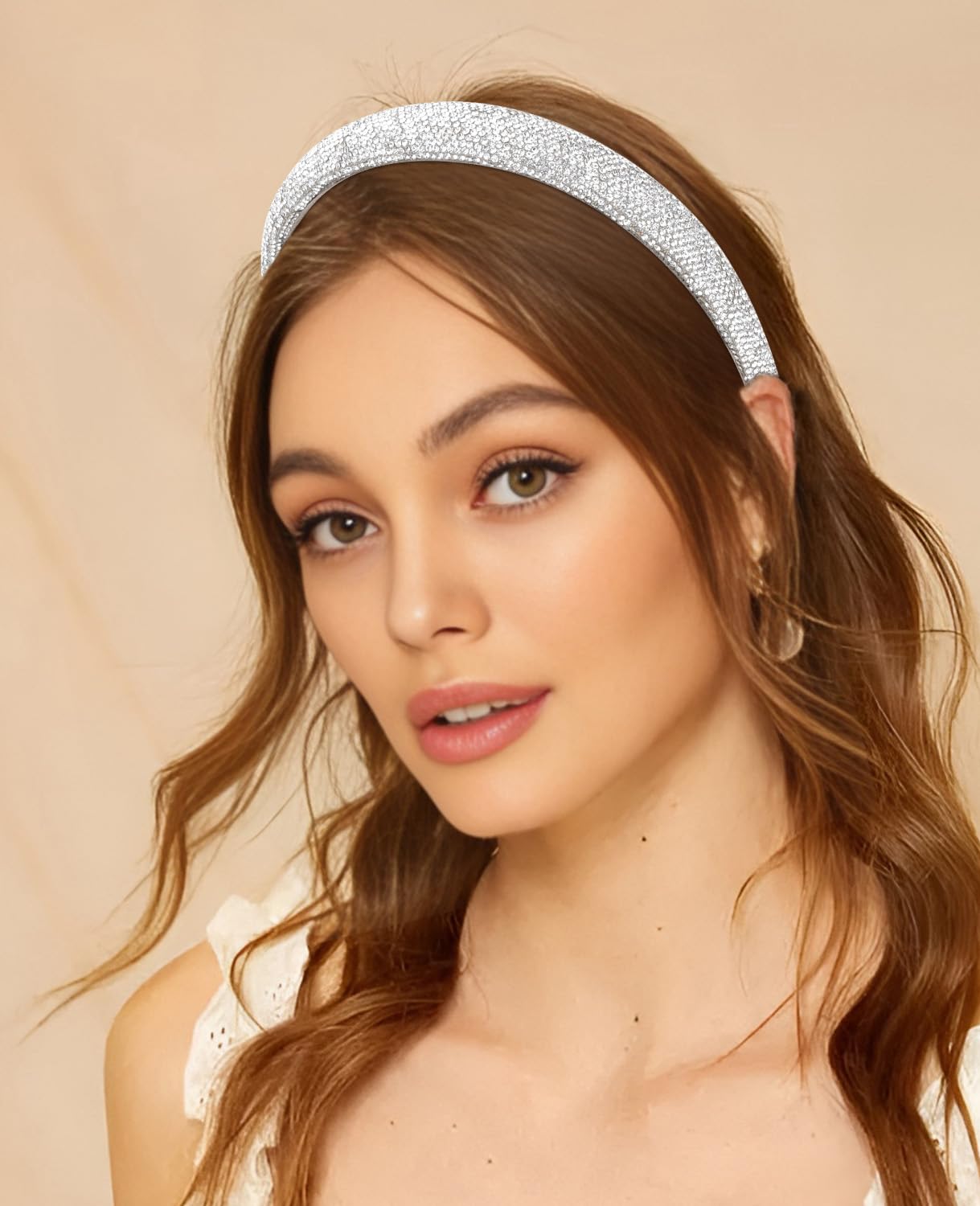 Wecoe 2pcs Rhinestone Headbands Women Girls Sparkly Bling Diamond Silver Black Headband Fashion Comfortable Head Band Non Slip B