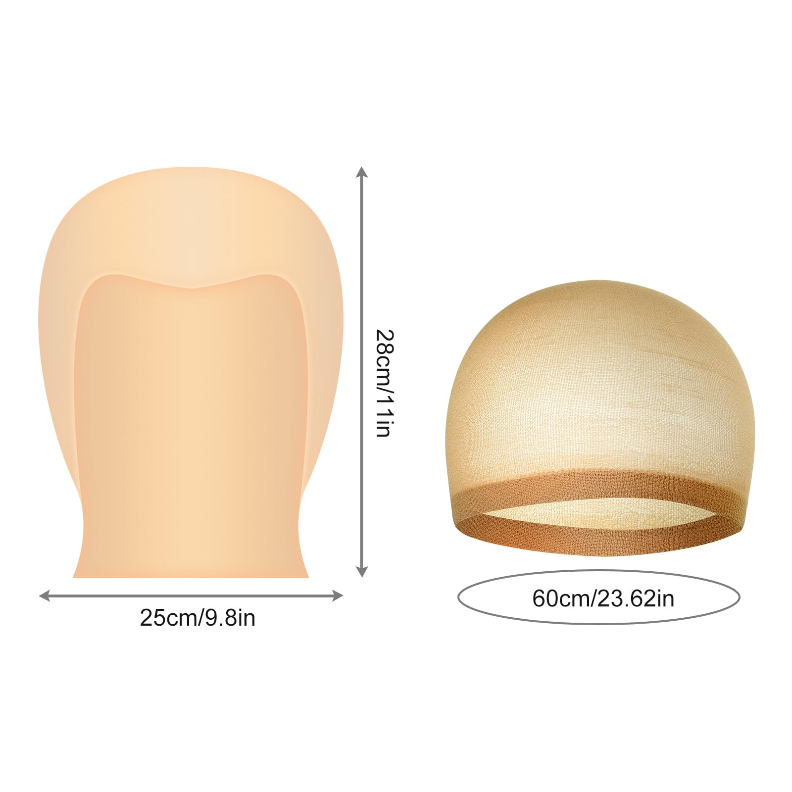 Bouiexye Bald Cap Halloween, 4 Pieces Latex Bald Caps for Adults Women Men Makeup Bald Wig Cap Costume Accessory for Theme Hallo