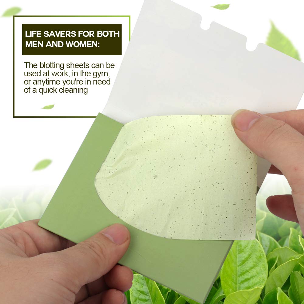 Teenitor Oil Blotting Sheets, 100 Sheets Green Tea Oil Absorbing Tissues Paper, Large 10cmx7cm Oil Blotters