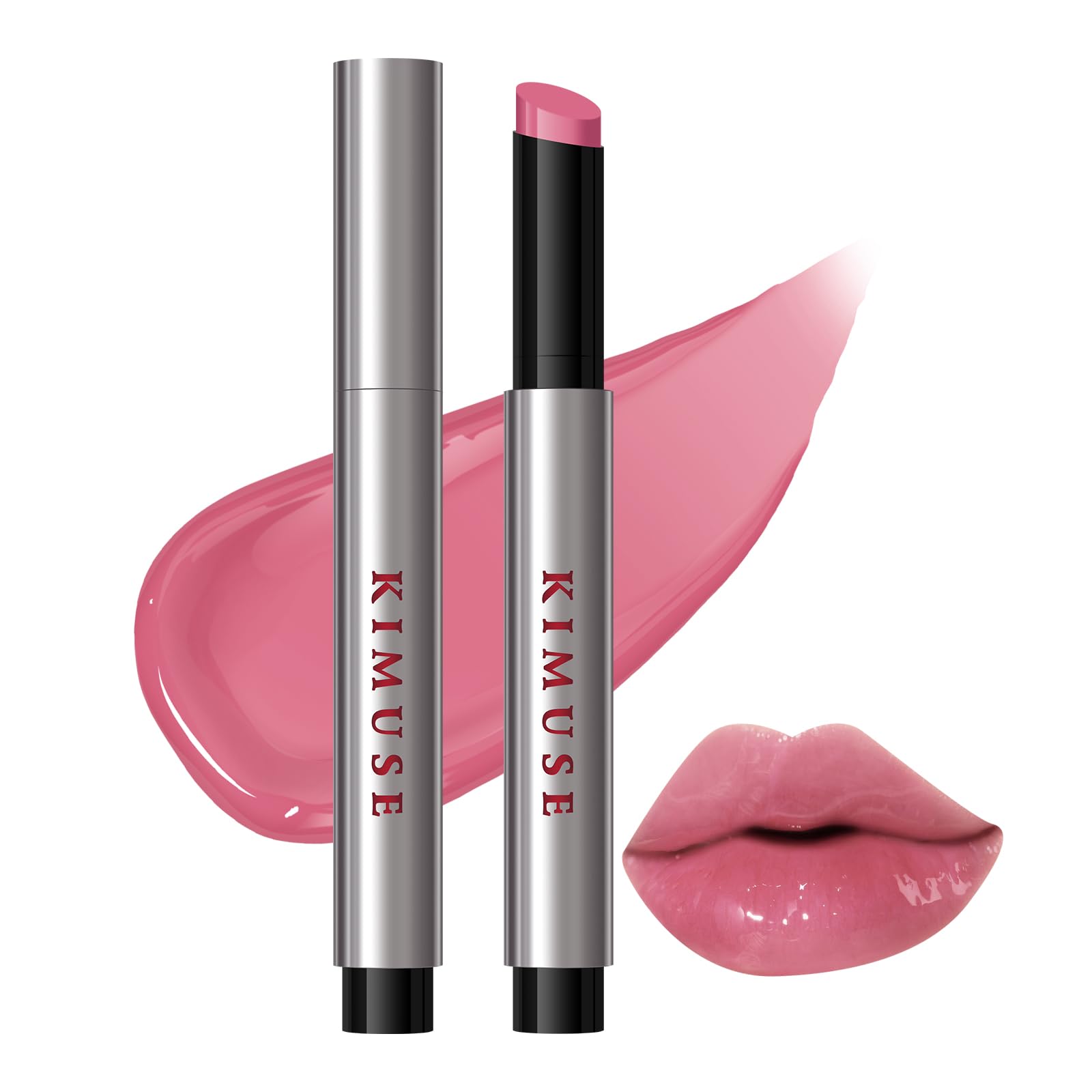 KIMUSE Lip Plumper, Hydrating Korean Lip Gloss, Click Tinted Lip Balm Solid Lipstick for Plumps & Moisturizes, Long-wearing All-