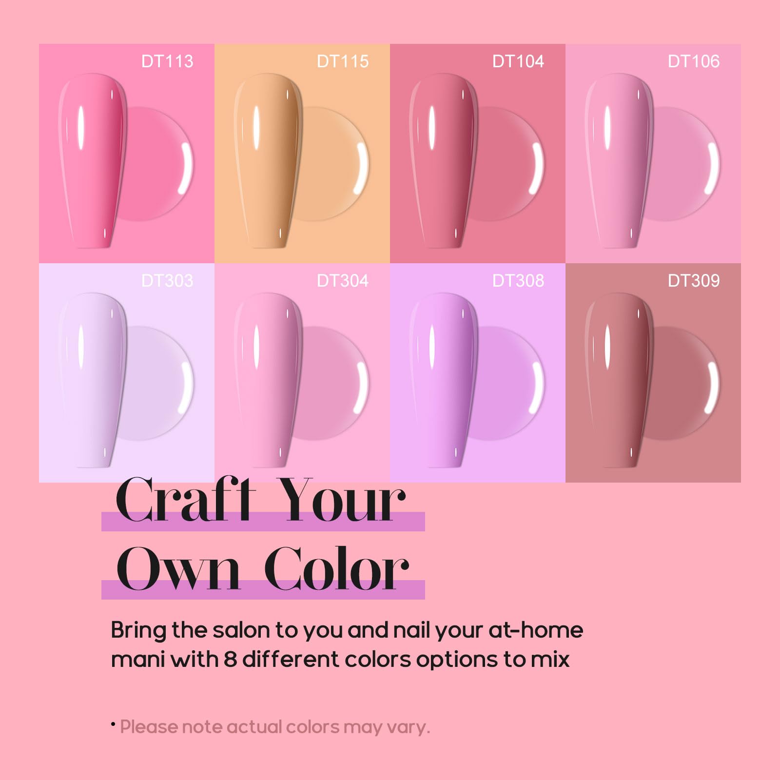 Meet Across Gel Nail Polish Set, 8Pcs Pink Gel Nail Polish Kit, Soak Off Uv/Led Nail Polish Nail Art Design Salon Home Gifts For