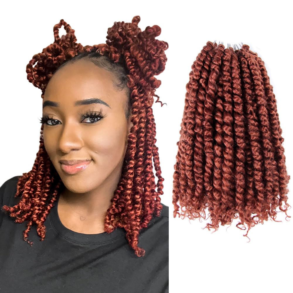 The BOHOBABE Pre-twisted Passion Twist Crochet Hair 14 Inch Short Pre-looped Crochet Passion Twist Braiding Hair 8 Packs (350#)