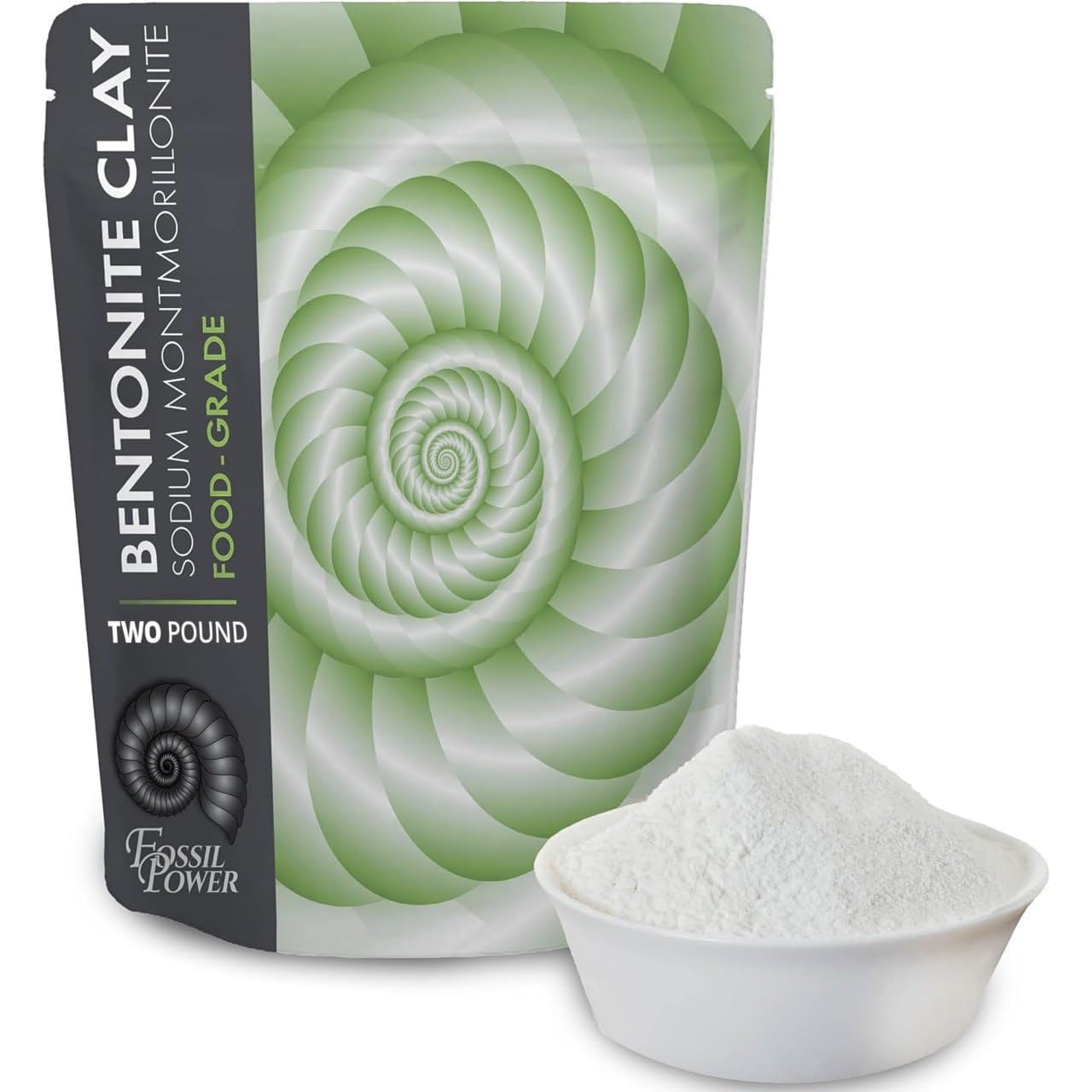 Fossil Power Bentonite Clay Food Grade Powder 2 Lb - Pure & Natural For Toothpaste, Detox, And More - Heal Damaged Skin - Diy Cl