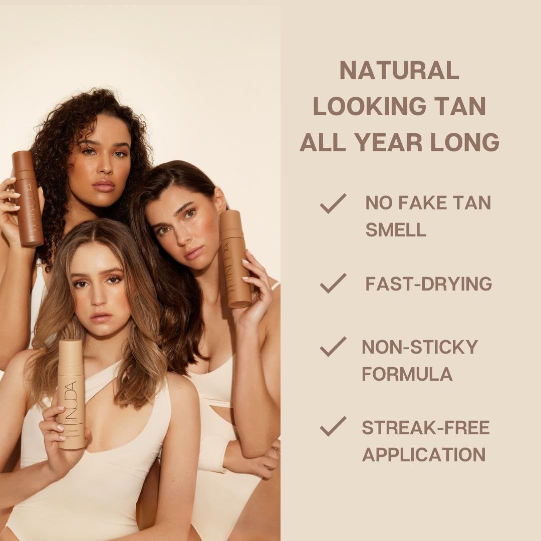 Nuda Self Tanning Mousse | Lightweight Sunless Tanning Lotion | Cruelty Free Body Self Tanner Mousse With Natural Ingredients |