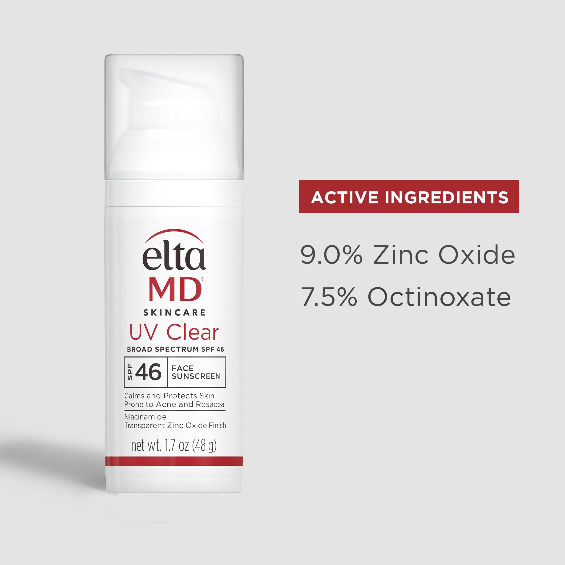 Eltamd Uv Clear Face Sunscreen, Spf 46 Oil Free Sunscreen With Zinc Oxide, Protects And Calms Sensitive Skin And Acne-Prone Skin