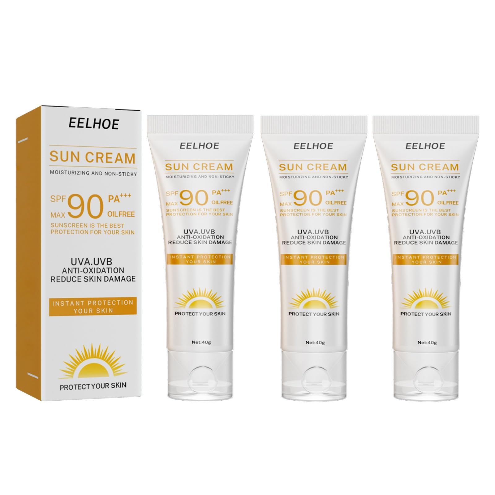 AMALIA Sun Cream, SPF 90 PA+++, UVA/UVB Protection, Sunscreen For Body & Face, Broad Spectrum SPF + Antioxidants, Oil Free, For 