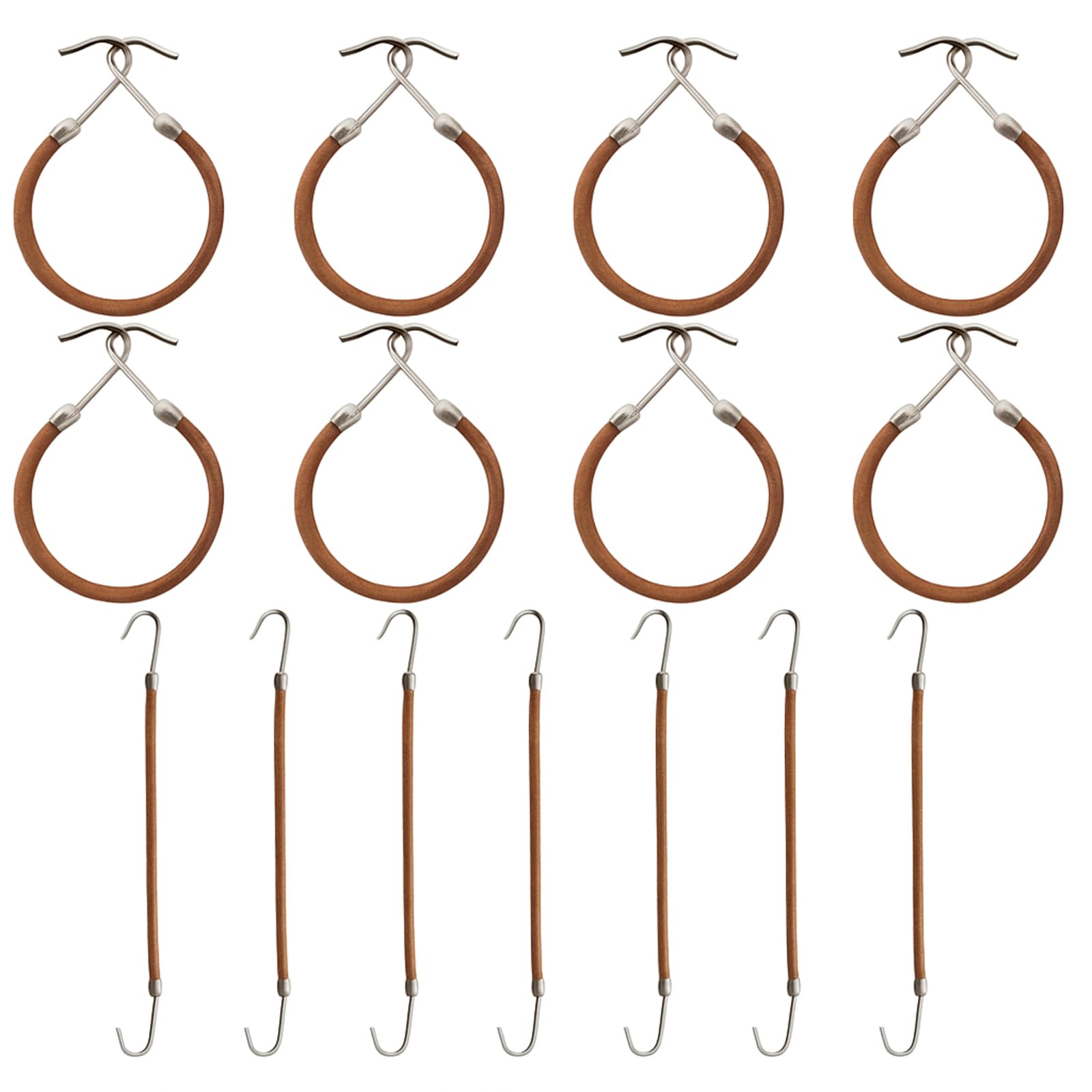 Hotop 15 Pieces Elastic Hook Hair Tie Styling Ponytail Holder Hooks Cord for Long Curly Hair(Yellow-brown)
