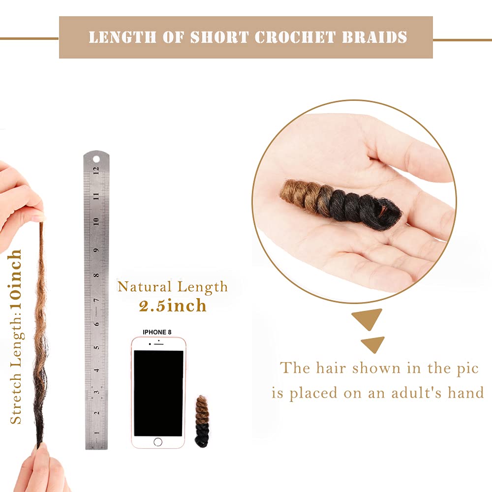 Phocas 5Packs 10'' Toin Curl Short Crochet Hair Carrie Curl Crochet Braids For Black Women Natural Black To Golden Blonde