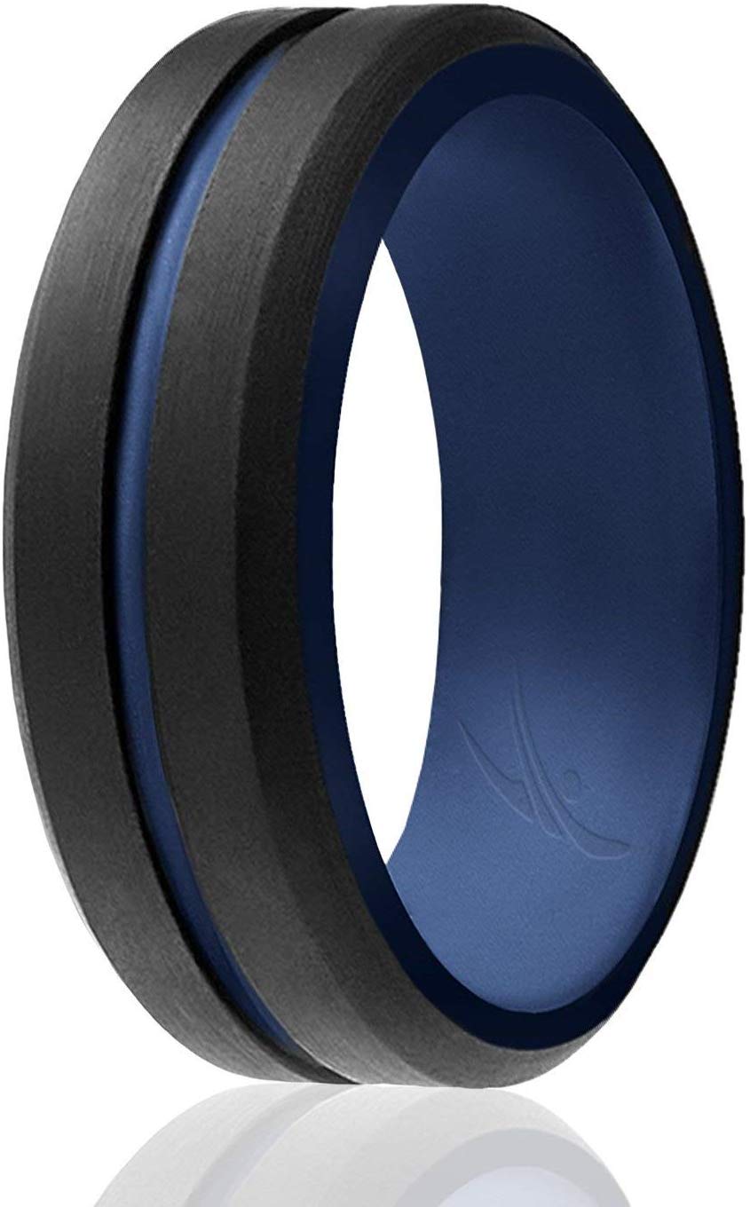 Silicone Wedding 2Layer Dome Ring - Red-Black By Roq For Men - 15 Mm Ring