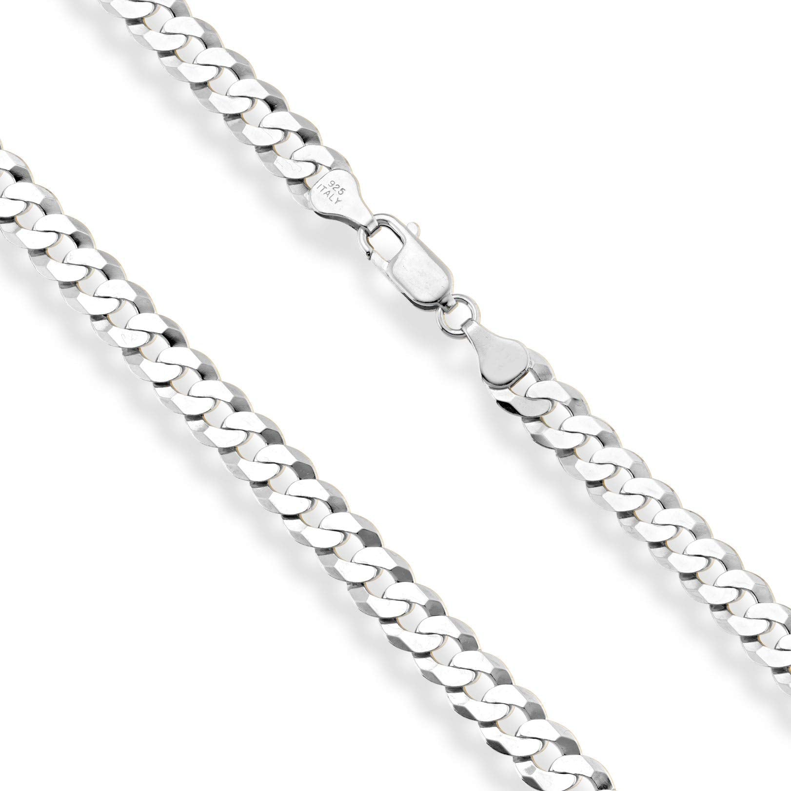 Miabella 7mm Solid 925 Sterling Silver Cuban Link Chain Necklace, 26 Inches, Diamond Cut for Men & Women, Model SSI007721